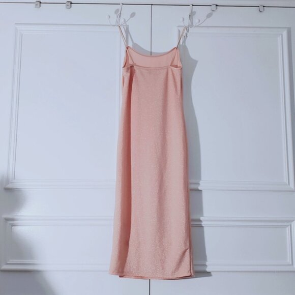 Shimmer Spaghetti Midi Dress in Peach Pink- Size Small- NWOT - Picture 5 of 10